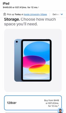Brand new blue iPad A16 128GB WIFI with USB-C cable and charger