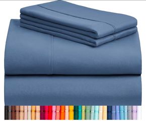 LuxClub 4 PC Full Sheet Set, Breathable Luxury Bed Sheets, Deep Pockets 18" Wrinkle Free Cooling Bed Sheets Machine Washable Hotel Bedding Silky Soft 