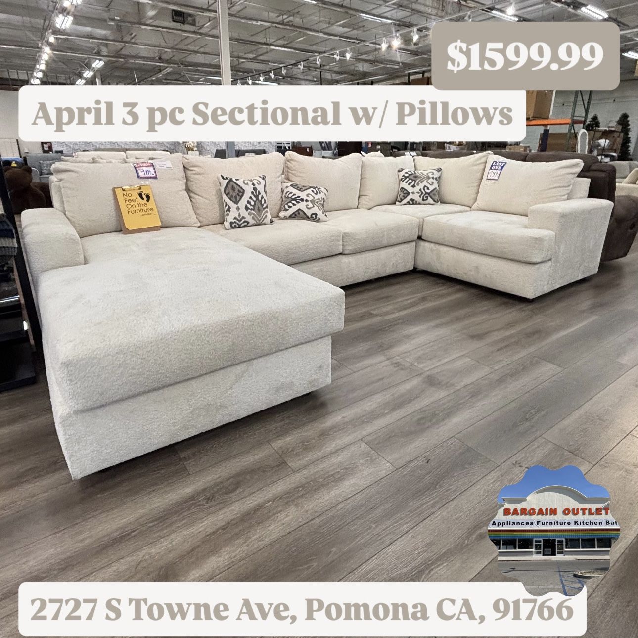 April 3 Pc Sectional W/ Pillows