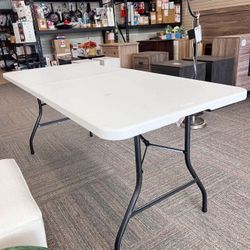 6 Foot Premium Folding Table, White Speckle, New