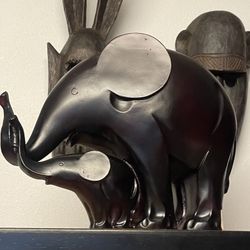 Wood Elephant Statues