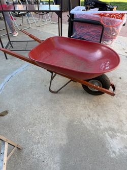 Red Single-Wheel Wheelbarrow