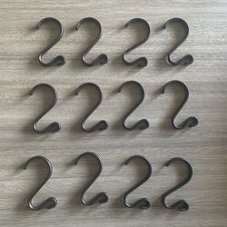 Metal Shower Curtain Hooks Set of 12 Ring Brown Rust Resistant S Shaped Hooks Hangers