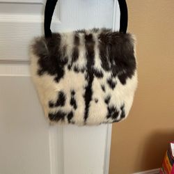 Real Rabbit Fur 100% Antique Rare Purse 