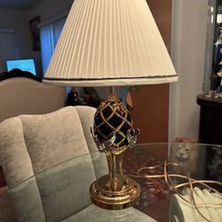 Vintage Porcelain 24k Gold Lapis Lamp