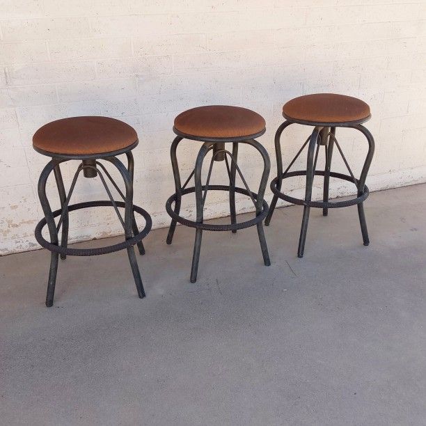 Set of 3 Metal Swivel Bar Stools - $45