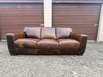 Brown Leather 3-Seat Sofa