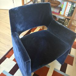 Foley Faux Mohair Navy Dining Armchair