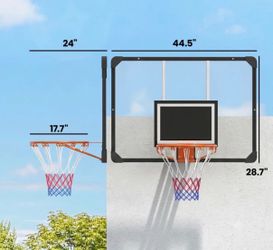 Wall Mounted Basketball Hoop with Shatter Proof Backboard