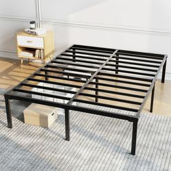 King Bed Frame, 18 inch High Metal Platform Bed Frame, 2200 LBS Weight Capacity, Heavy Duty, Noise Free, Easy Assembly, Black