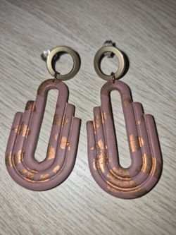 Clay Drop Earrings with Gold Foil Detail