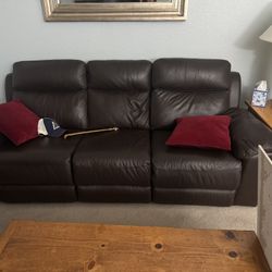 Matching Dark Brown Leather Sofa and Armchair (see Description)