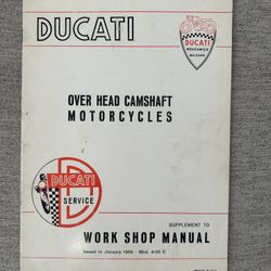 Ducati Over Head Camshaft Motorcycles Work Shop Manual 1966