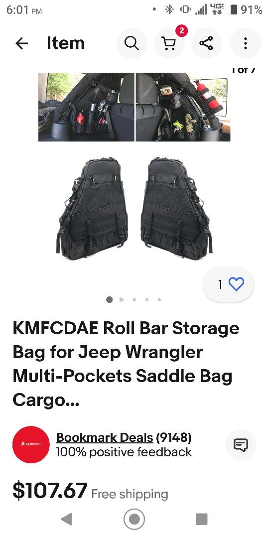 Jeep Wrangler Roll Bar Bags