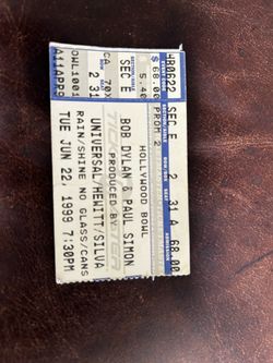 Bob Dylan & Paul Simon Hollywood Bowl ticket stub June 22 1999 classic concert