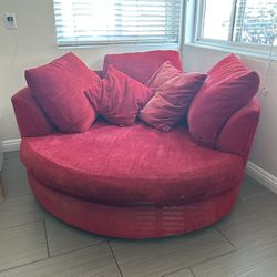Large Red Circular Couch 