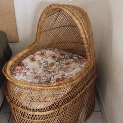 Boho Wicker Rattan Bassinet With Organic Mattress