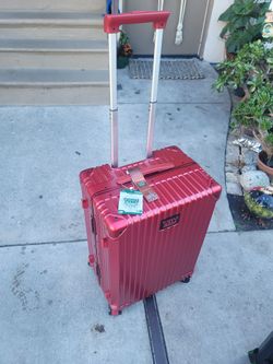 Red Aluminum Hard Shell Carry-On Luggage
