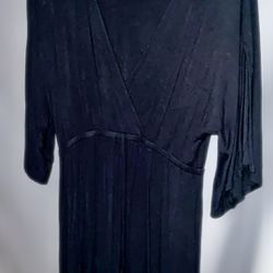 Long Black V-neck Dress With Flair