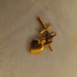 18 K Gold CROSS AnD HEART CHARM