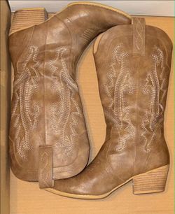 Zzheels Women size 9 Mid-calf Cowboy Boots Pointy Toe Boot