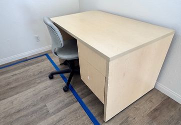 Office computer desk table beige brown wood