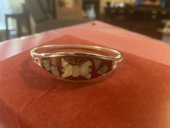 Vintage Mexican Silver and Abalone Bracelet  