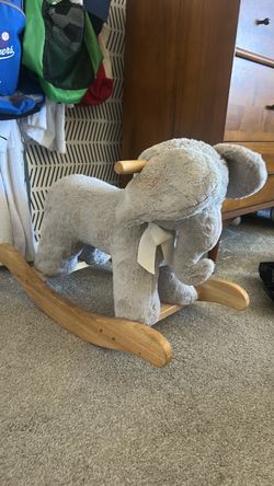 Williams Sonoma Plush Wooden Rocking Elephant