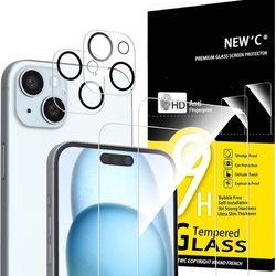 Brand New 4 Pack, 2 Pack Screen Protector for iPhone 15 Plus [6.7 inch] + 2 Pack Camera Lens Protector, Sensor Protection,Case Friendly Tempered Glass
