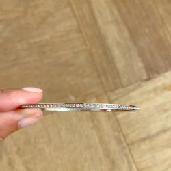 Swarovski Clear Crystal Silver Tone Bangle Swan Signed 