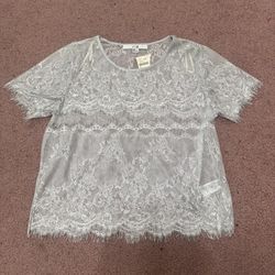 New med lace sheer boho top shirt blouse y2k festival outfit country cottage core