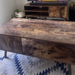 Modern Wooden Coffee Table and TV Stand Set