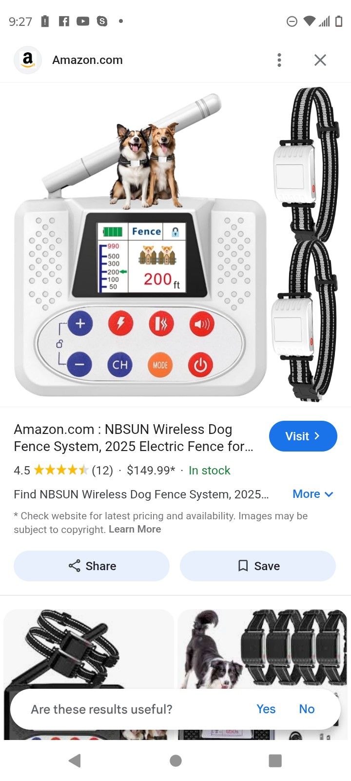 Wireless Electric Fence System For 2 Dogs