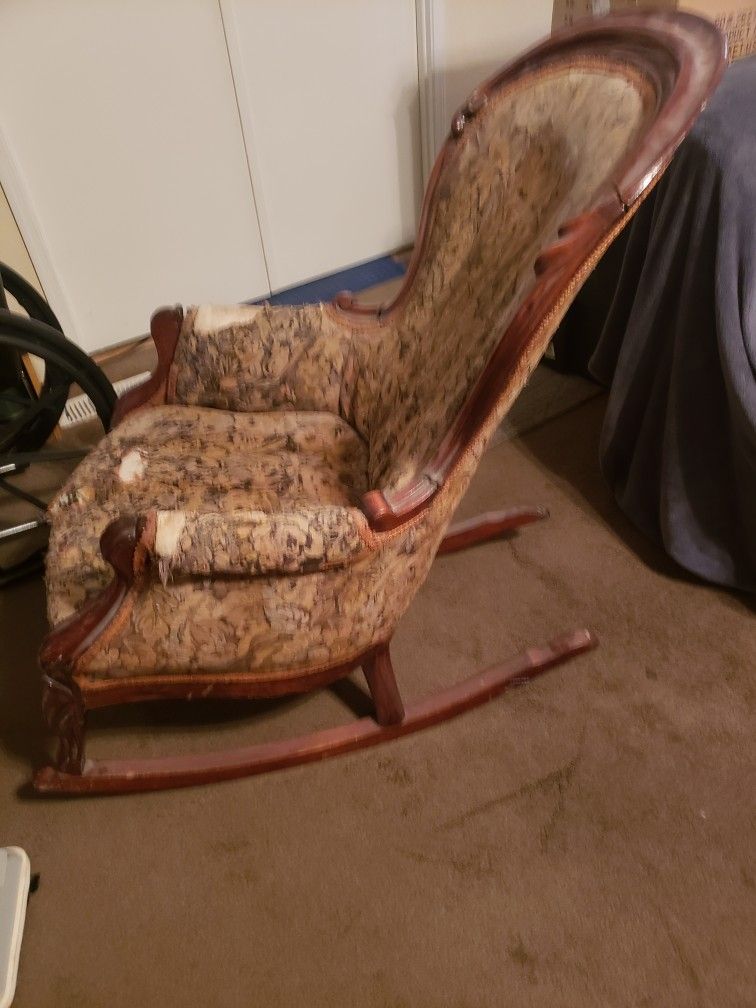 Great Great Grandmothers Rocker. It's  Old It's  An Antique It's Also Very Worn. Needs To Be Refurbished. 