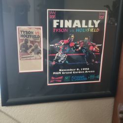 Tyson Vs Holyfield Framed Ticket Stub And Program.  $75. Pickup In Oakdale 
