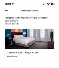 Residence Inn Cleveland downtown hotel 10/1 browns Steelers game suite $325