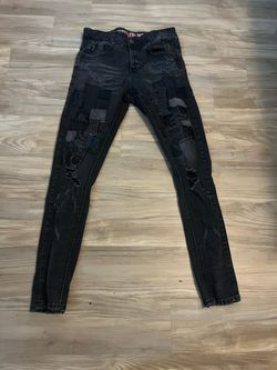 Black Distressed Patchwork Skinny Jeans