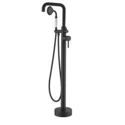 1-Handle Freestanding Tub Faucet with Hand Shower in Matte Black