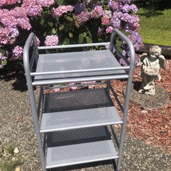 3 Shelf Matte Nickel Rolling Cart