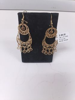 10K Gold Filigree Chandelier Dangle Earrings