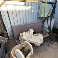 Outdoor Metal Frame And Cloth Bench Swing