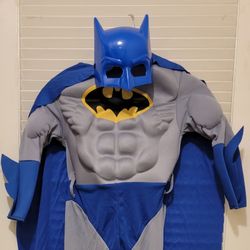 Boy's Medium Batman Hero Costume with Padded  Muscles & Mask & Cape

