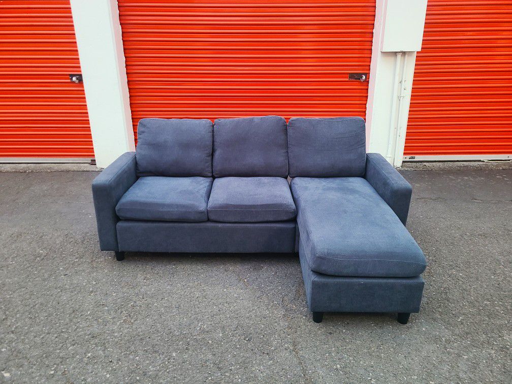 Blue Small Sectional Couch - Free Delivery