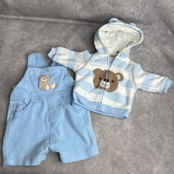 Blue and White Bear One Piece Mixed Brands Outfit With Bears Romper Hoodie READ