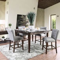 Marble Table, 6 Chairs 