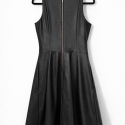 NEW w/ Tags White House Black Market Faux Leather Dress – Fit & Flare – Size 6