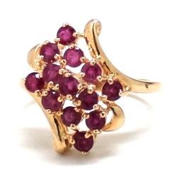 Ladies Ruby/10K Gold Waterfall Ring