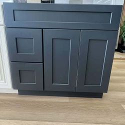 36-inch black vanity cabinet
