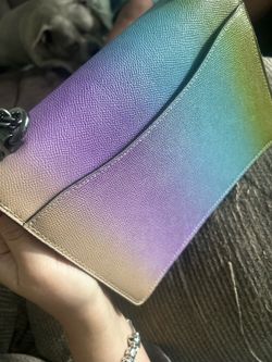 Coach klare purse with ombré rainbow leather