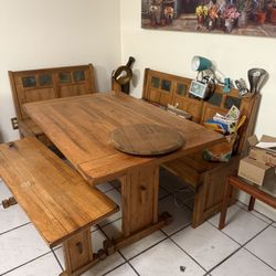 Kitchen nook table with storage benches